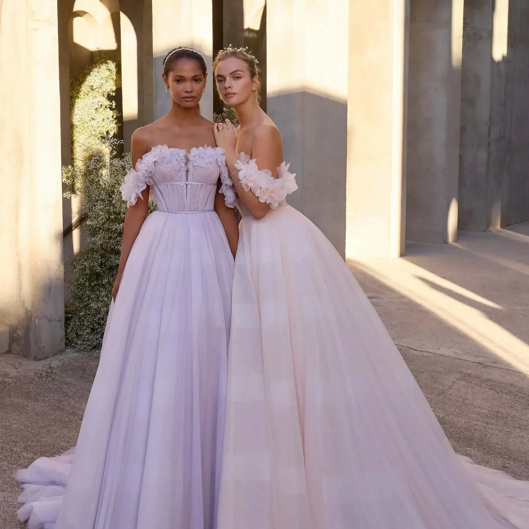 Model wearing a white J&B bridals gown