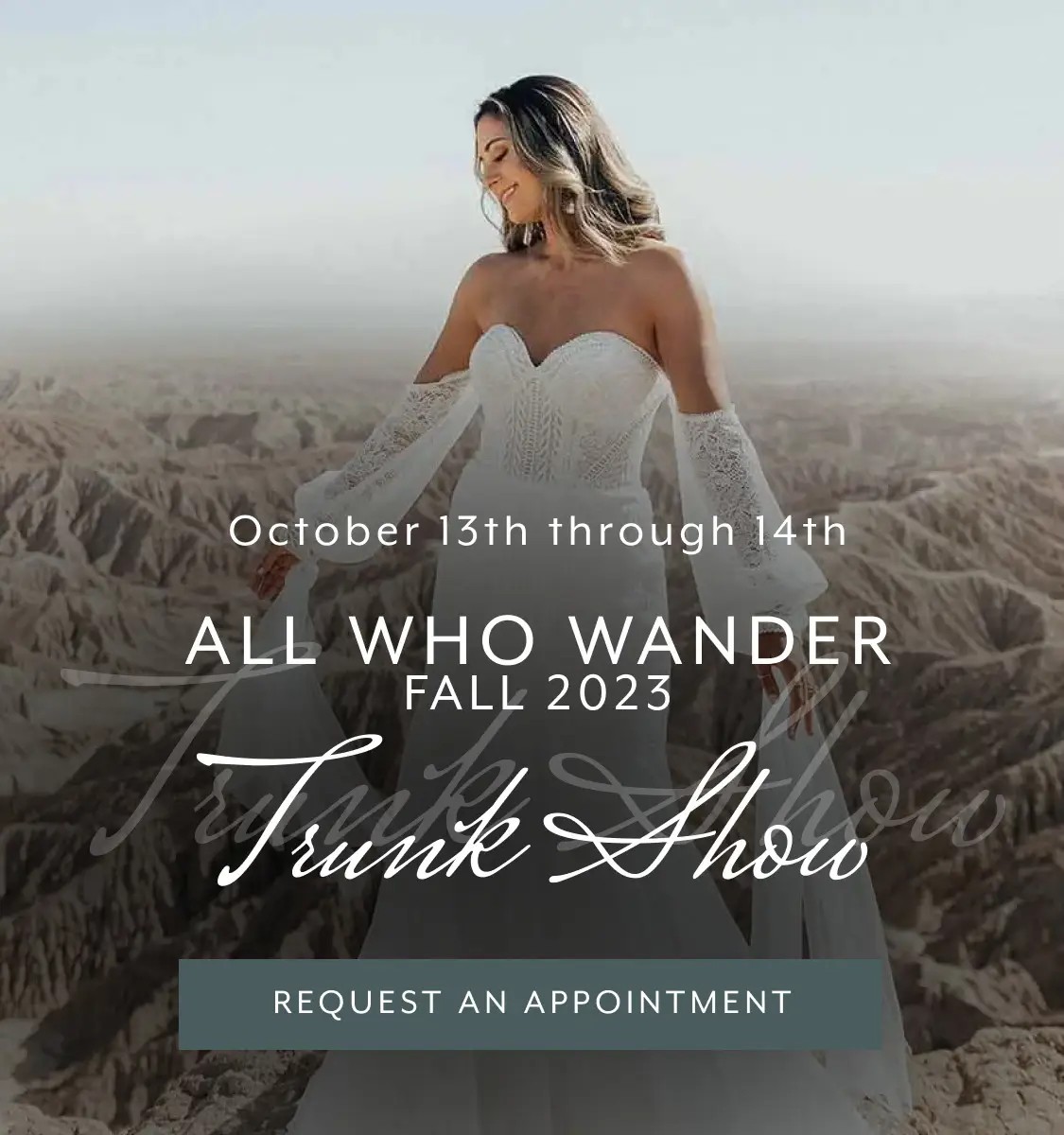 All Who Wander Fall 2023 Trunk Show Banner Mobile