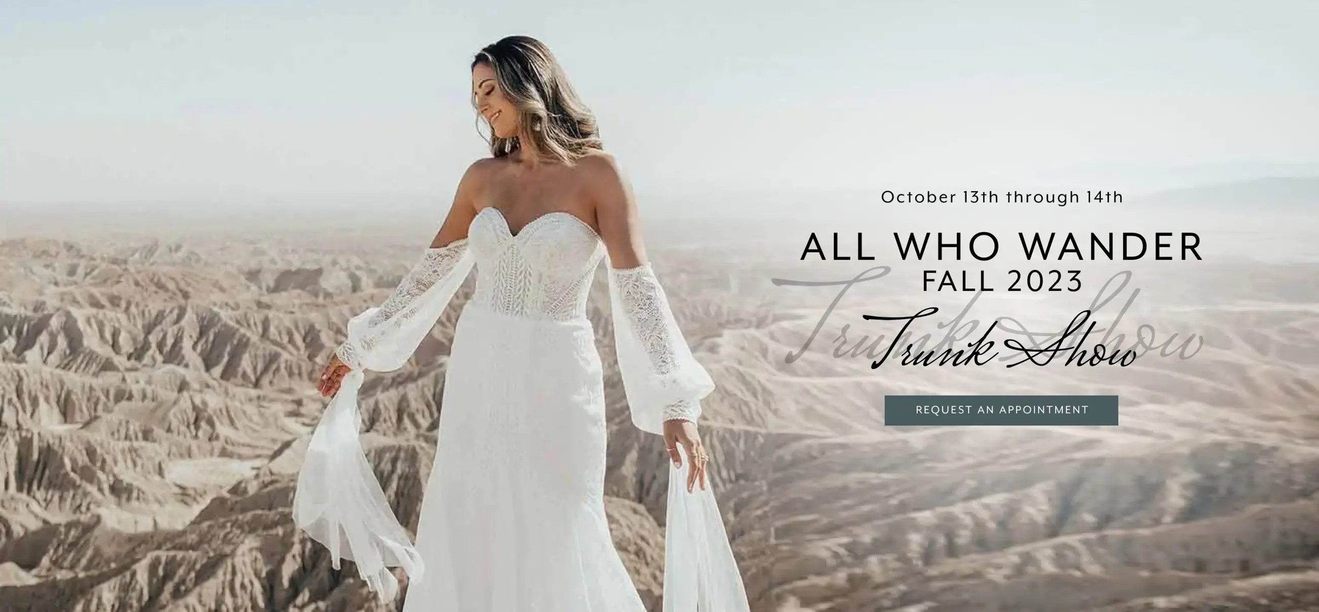 All Who Wander Fall 2023 Trunk Show Banner Desktop