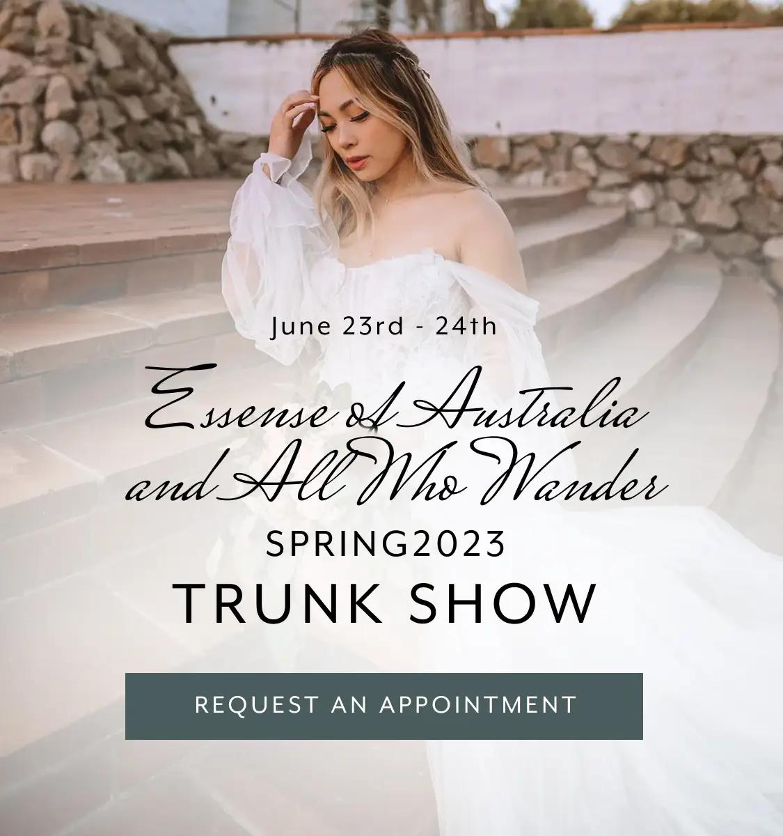 Essense of Australia and All Who Wander Spring 2023 Trunk Show Banner Mobile